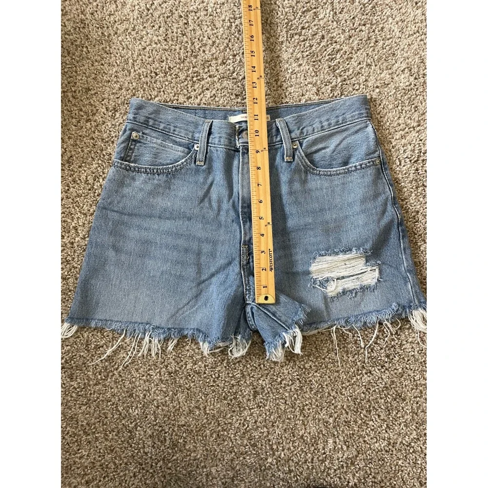 Levi's '94 Baggy Denim Shorts Womens 28 Blue Distressed Raw Hem High Rise